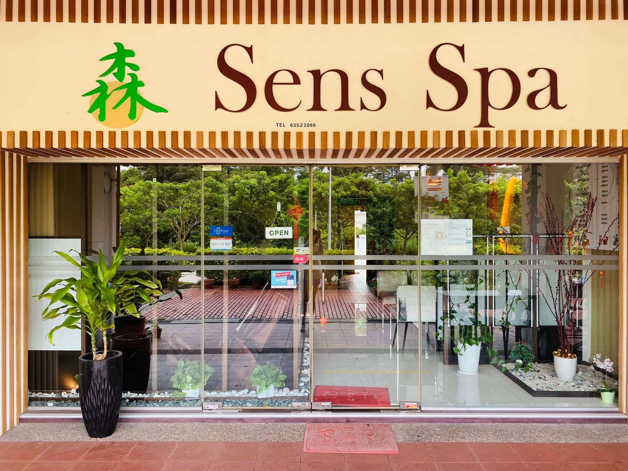 Sens Spa Clementi storefront with greenery